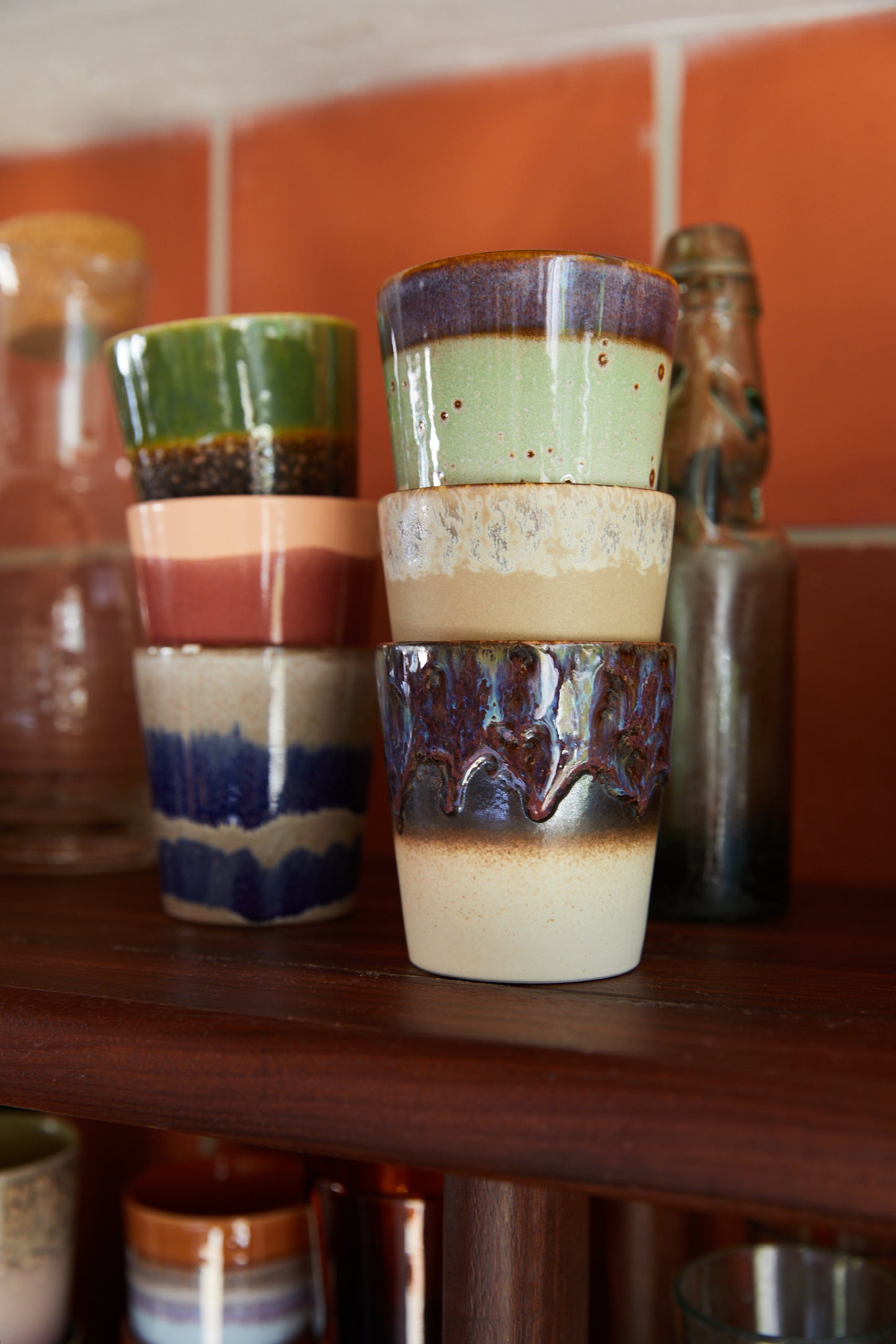70s ceramics: Tazas de Café, "Grounding" (juego de 6 unidades)