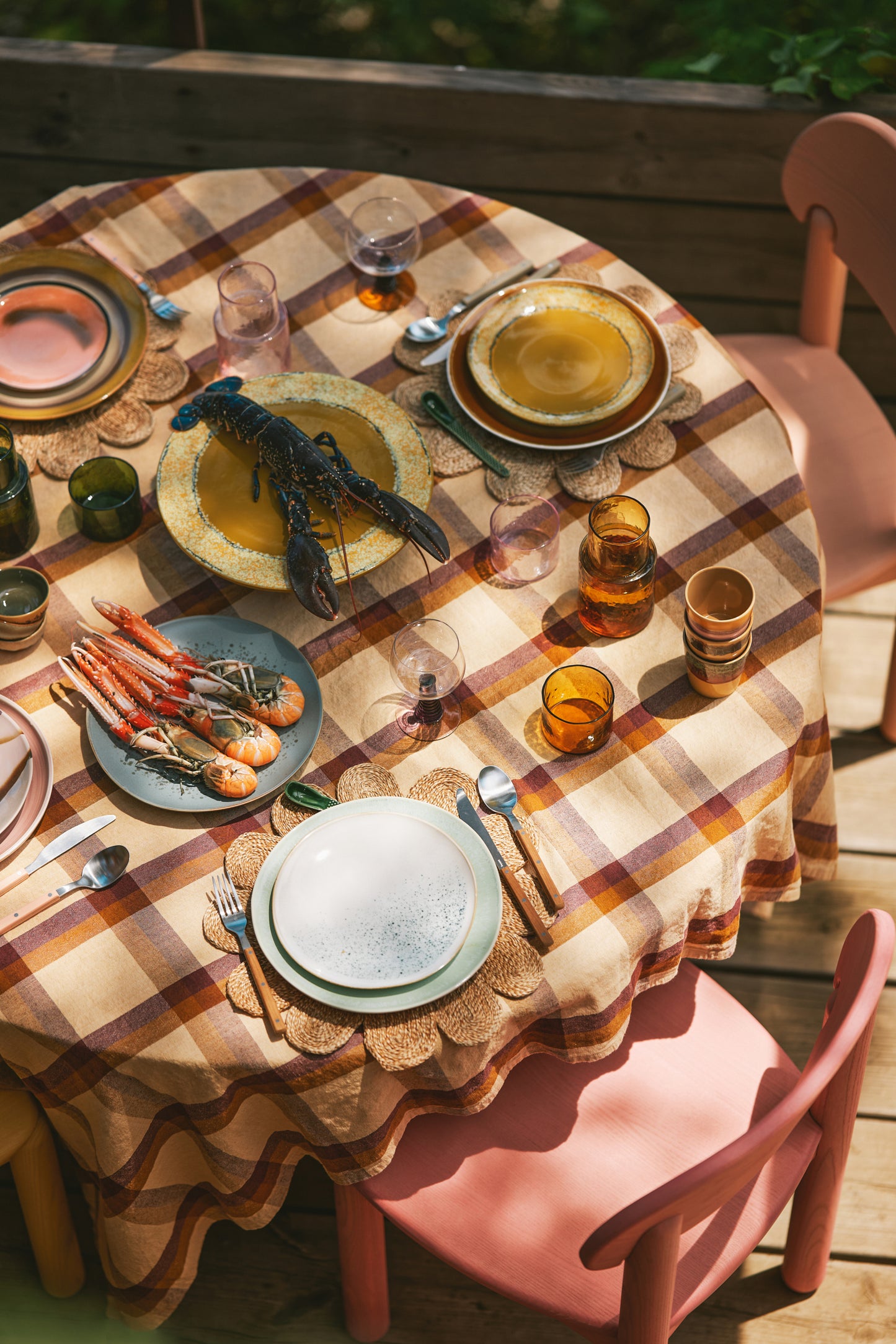 70s ceramics: Set de platos principal "Palms" (juego de 2 unidades)