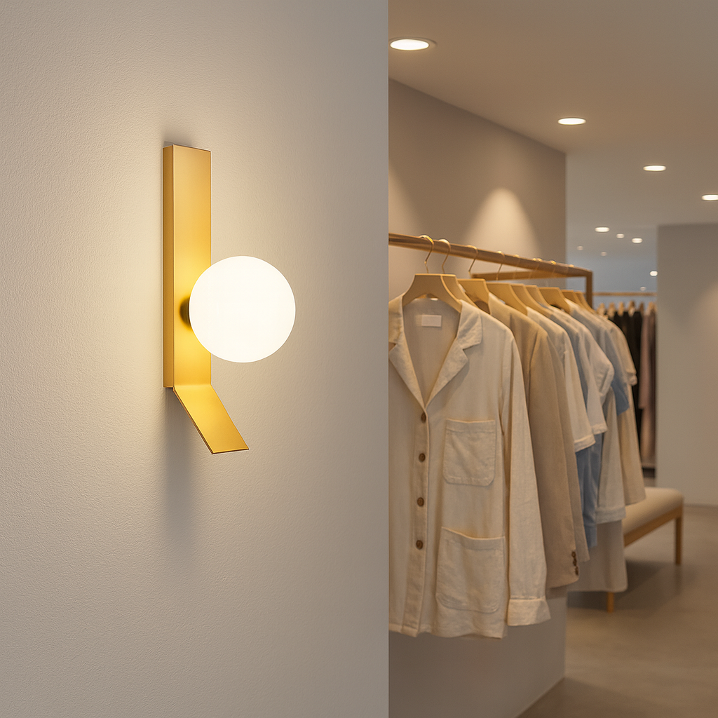 Apliqué de aluminio dorado y vidrio opal Ise 1