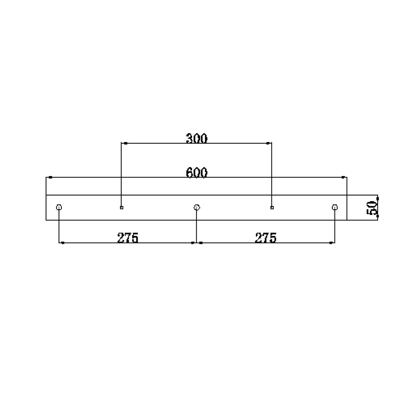 Barra porta 3 lámparas rectangular negra 60cm