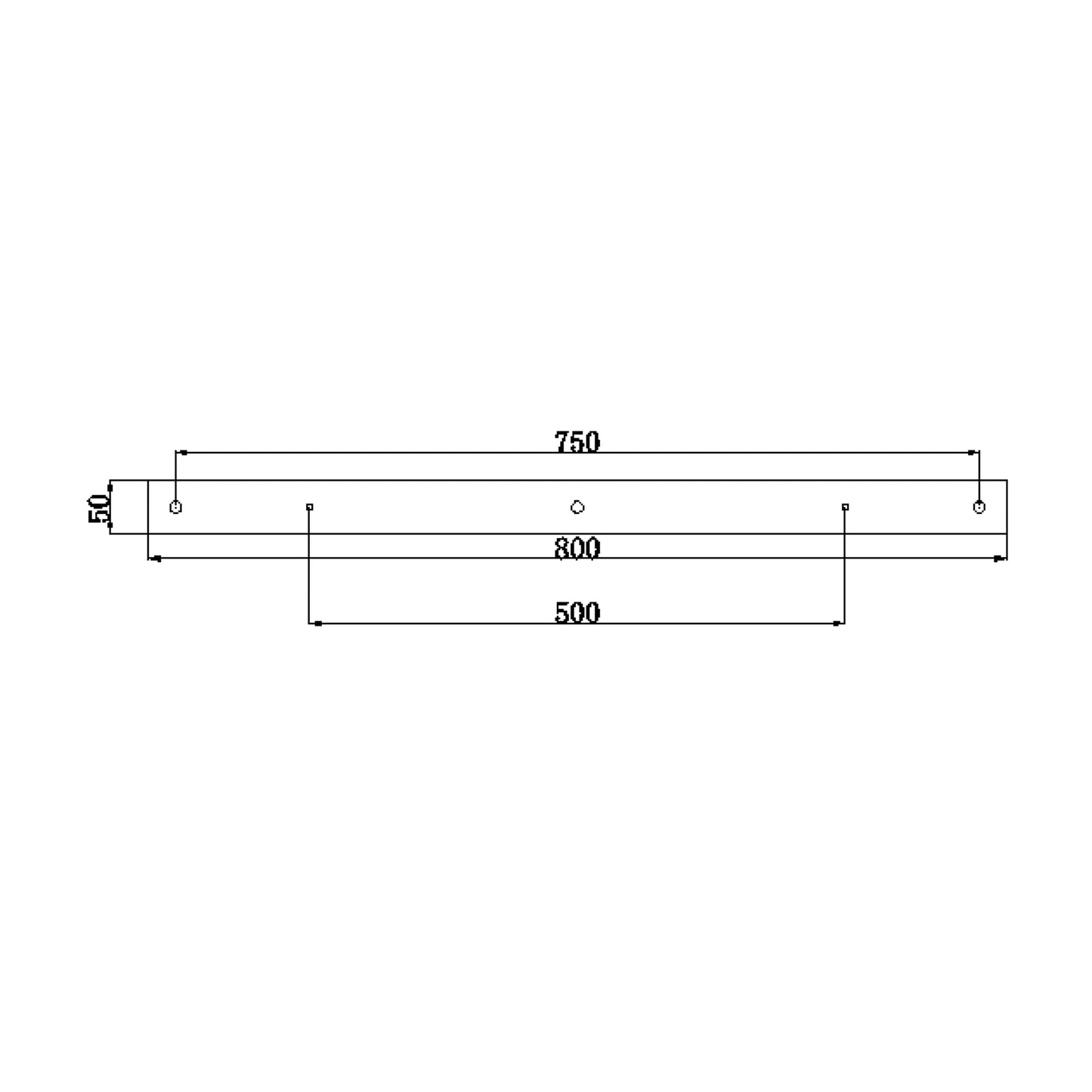 Barra porta 3 lámparas rectangular negra 80cm