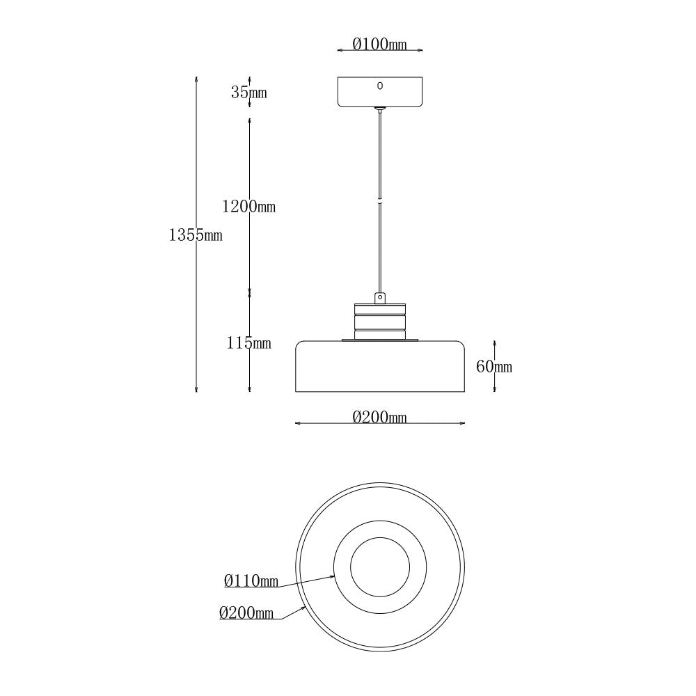 Lámpara colgante de aluminio negro y vidrio transparente Dijon