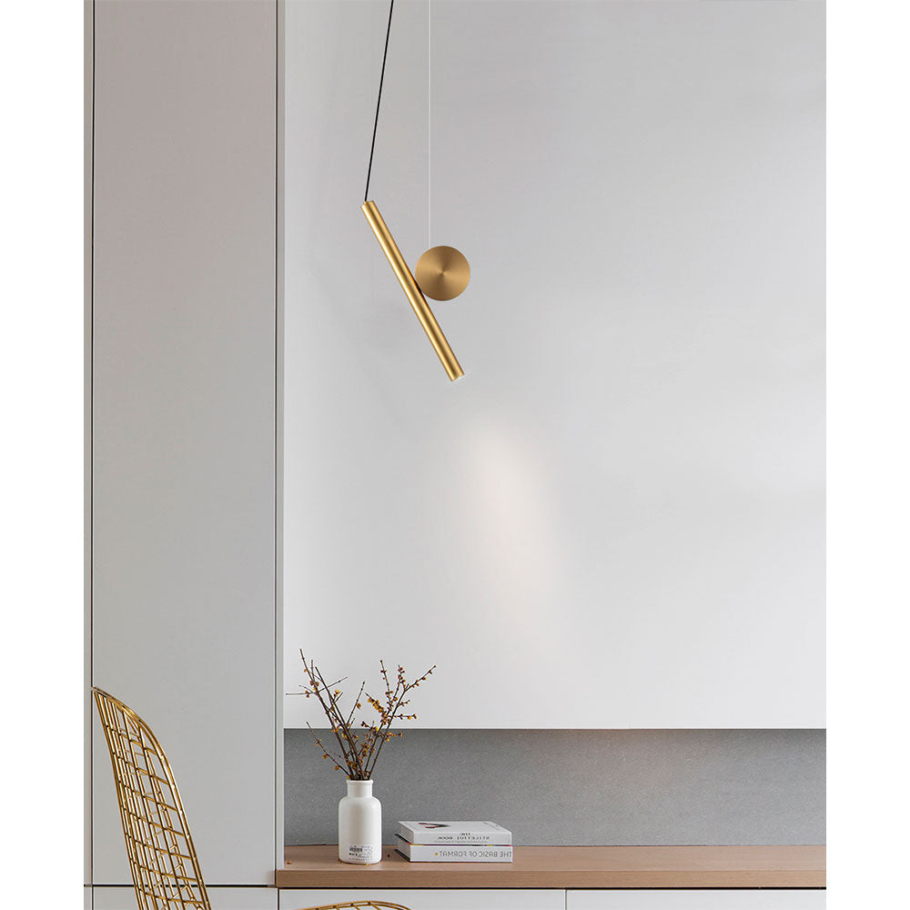 Foco colgante de aluminio dorado Lugano