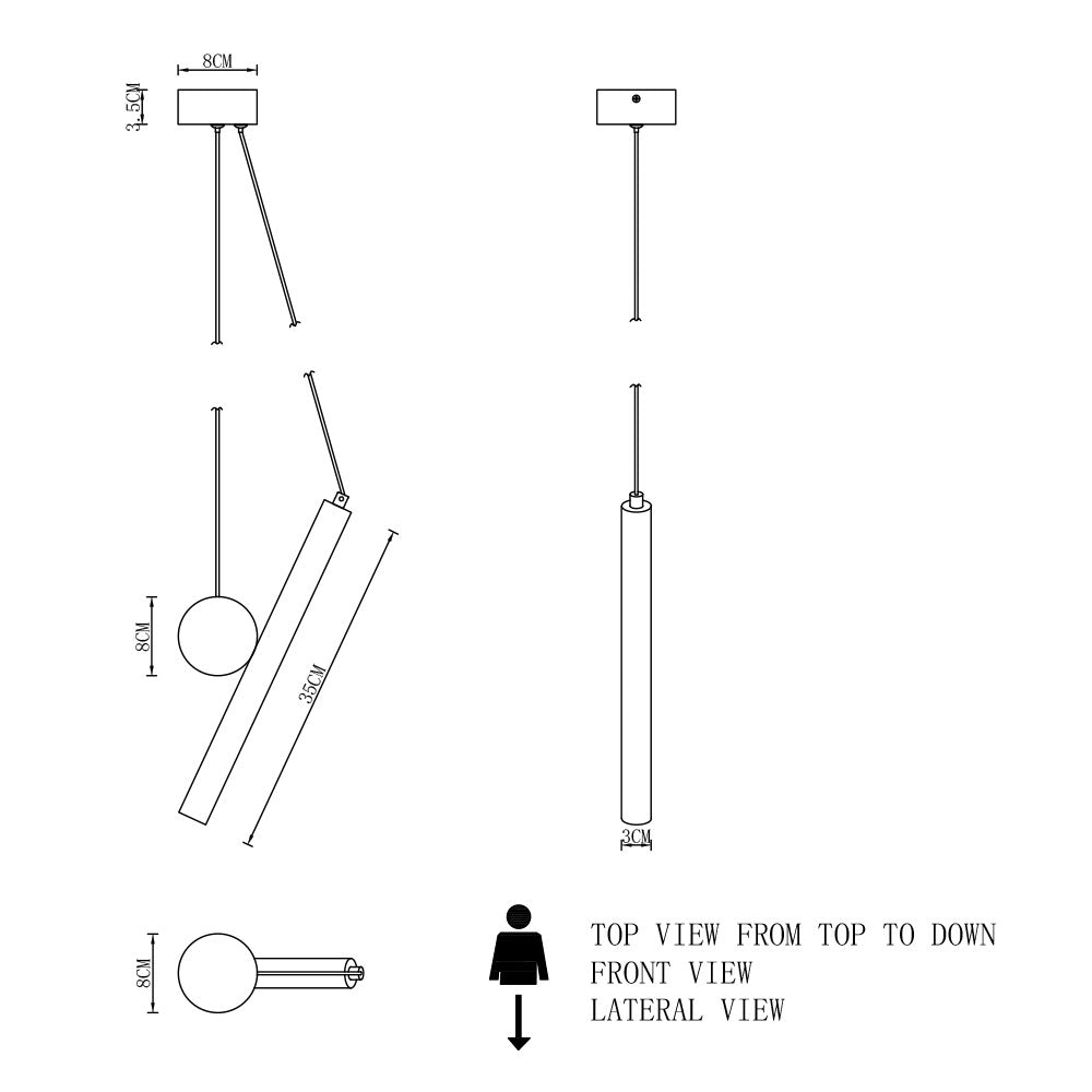Foco colgante de aluminio dorado Lugano