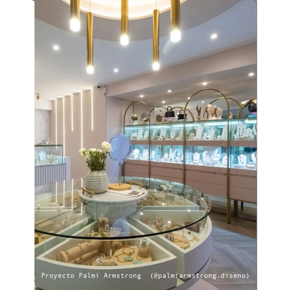 Lámpara colgante led de vidrio y aluminio dorado Beam Light 1 Barra