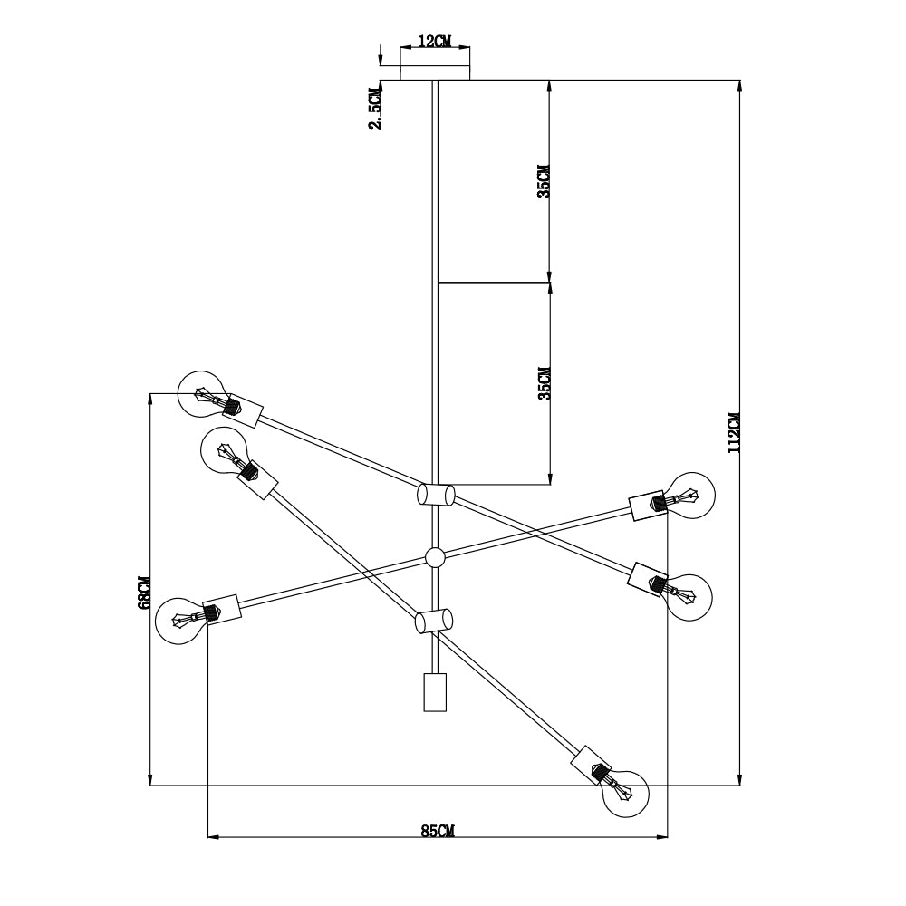 Lámpara colgante chandellier dorada Tisara 6