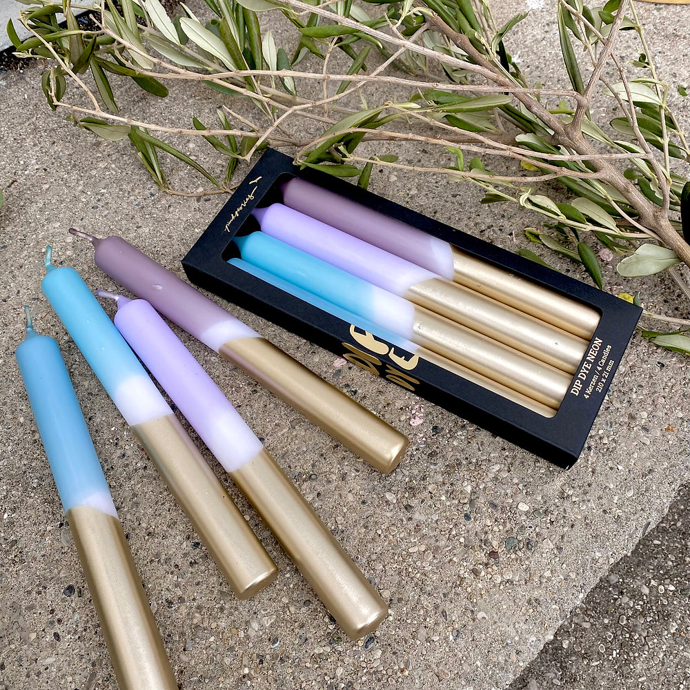 Set de 4 Velas Dip Dye dorado Mix 1