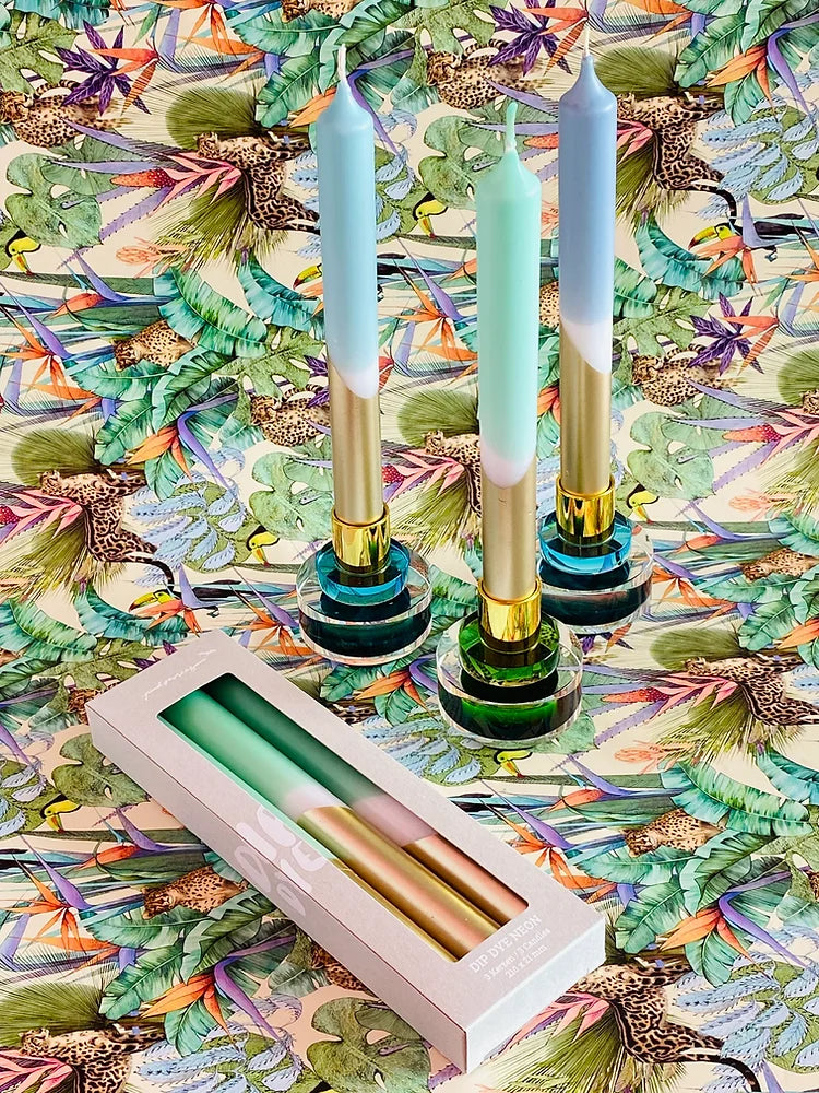 Set de 3 Velas Dip Dye dorado Mix 2