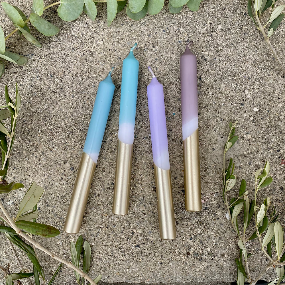 Set de 4 Velas Dip Dye dorado Mix 1