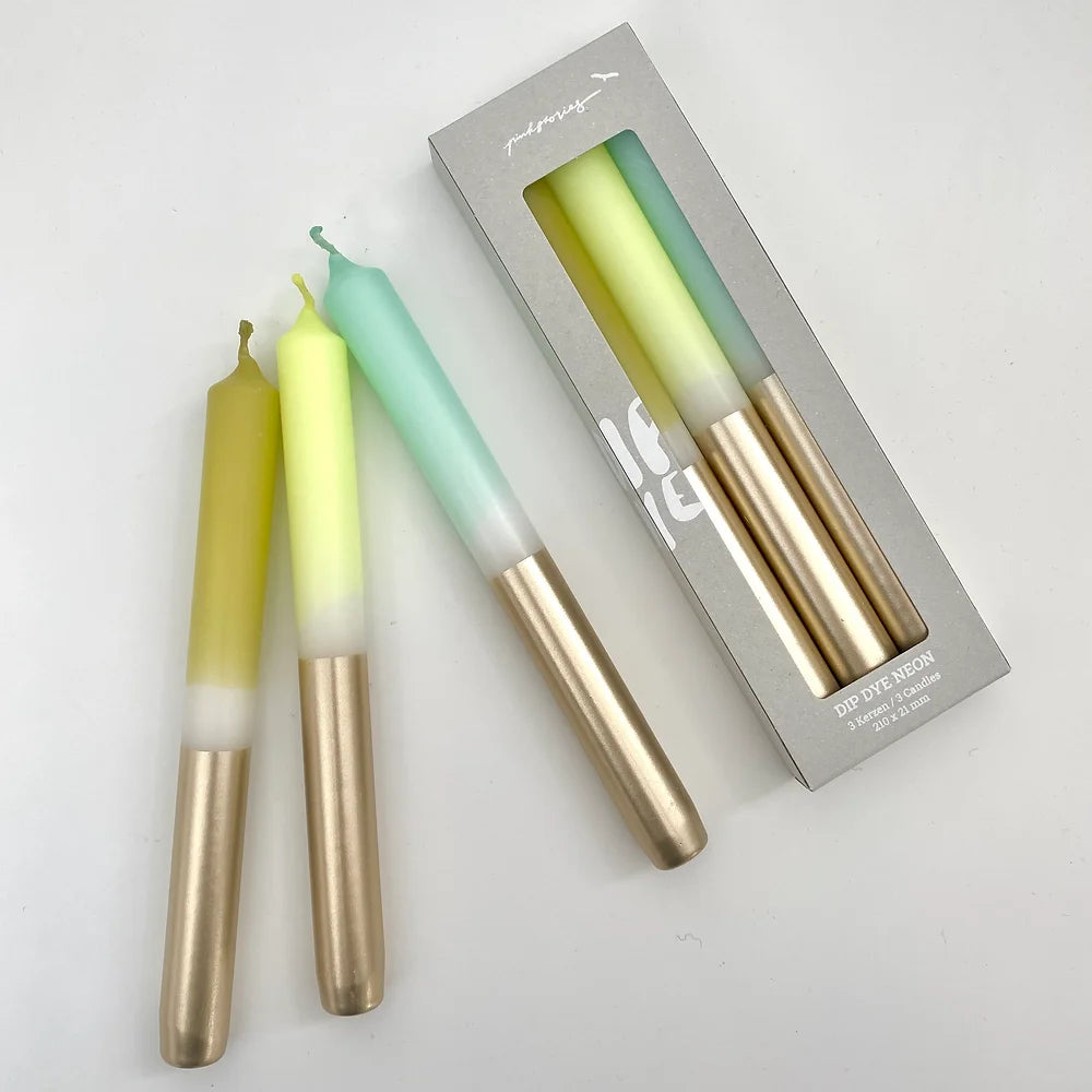 Set de 3 Velas Dip Dye dorado Mix 3