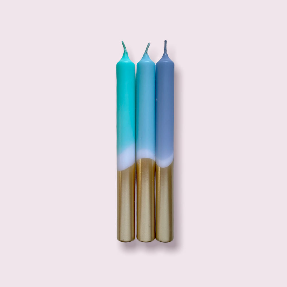 Set de 3 Velas Dip Dye dorado Mix 2