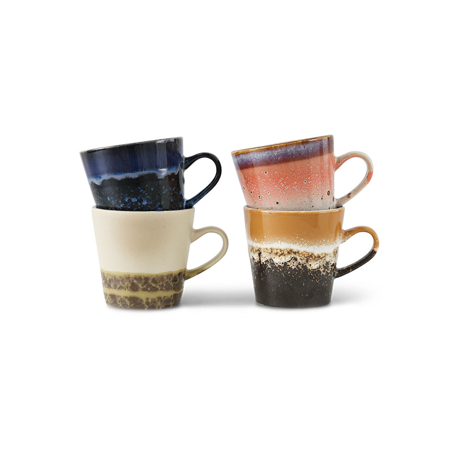 70s ceramics: Tazas de Café, "Pegasus" (juego de 4 unidades)