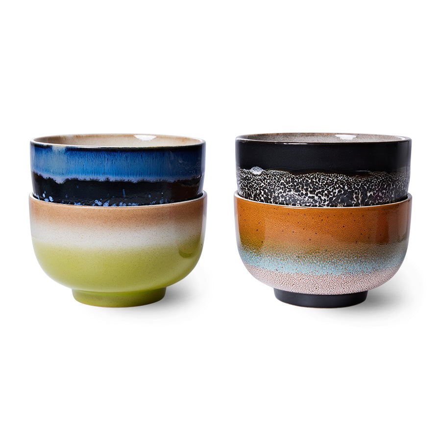 70s ceramics: Set de bowls "Groovy" (juego de 4 unidades)