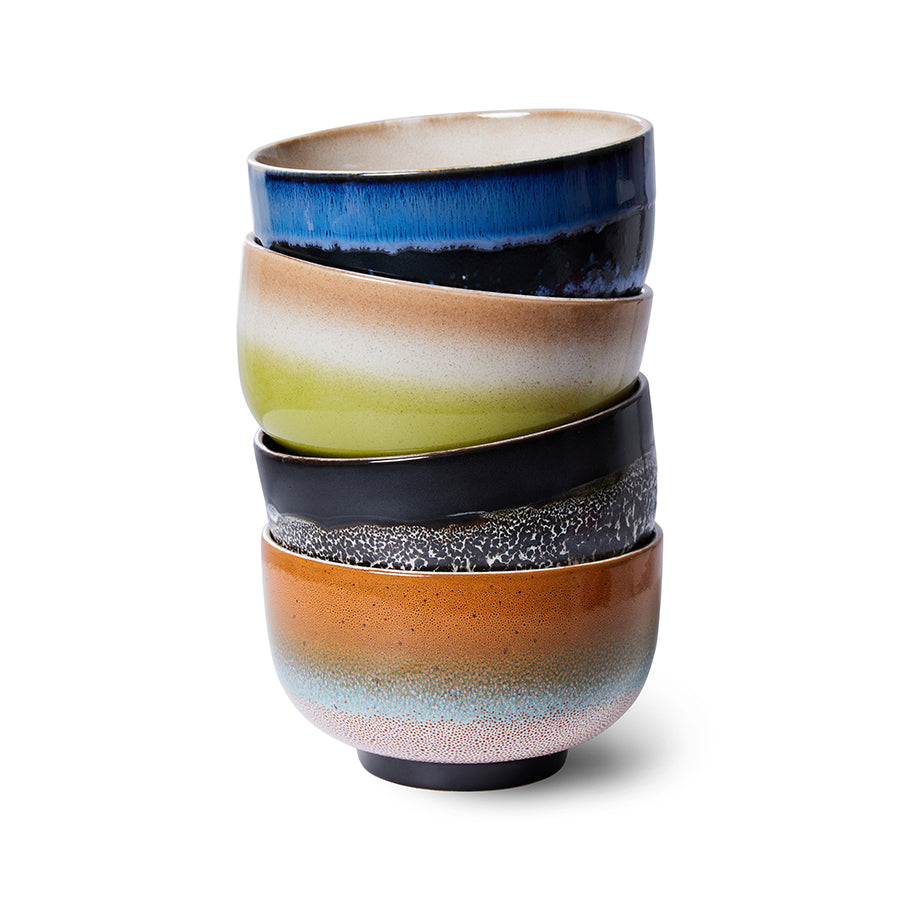 70s ceramics: Set de bowls "Groovy" (juego de 4 unidades)