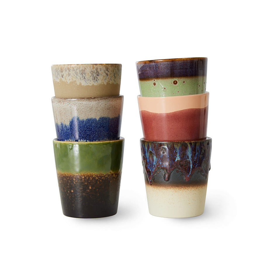 70s ceramics: Tazas de Café, "Grounding" (juego de 6 unidades)