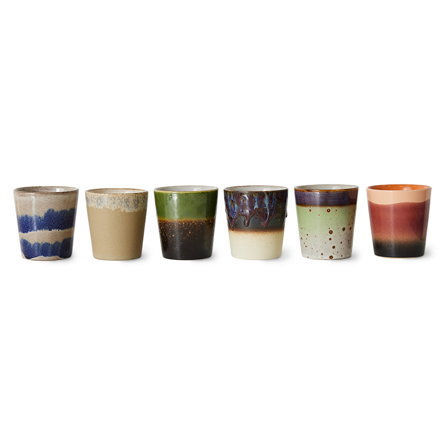 70s ceramics: Tazas de Café, "Grounding" (juego de 6 unidades)
