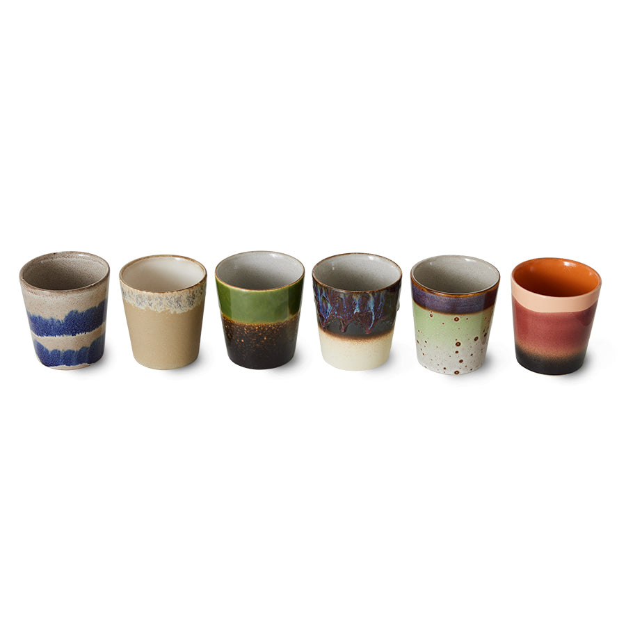 70s ceramics: Tazas de Café, "Grounding" (juego de 6 unidades)