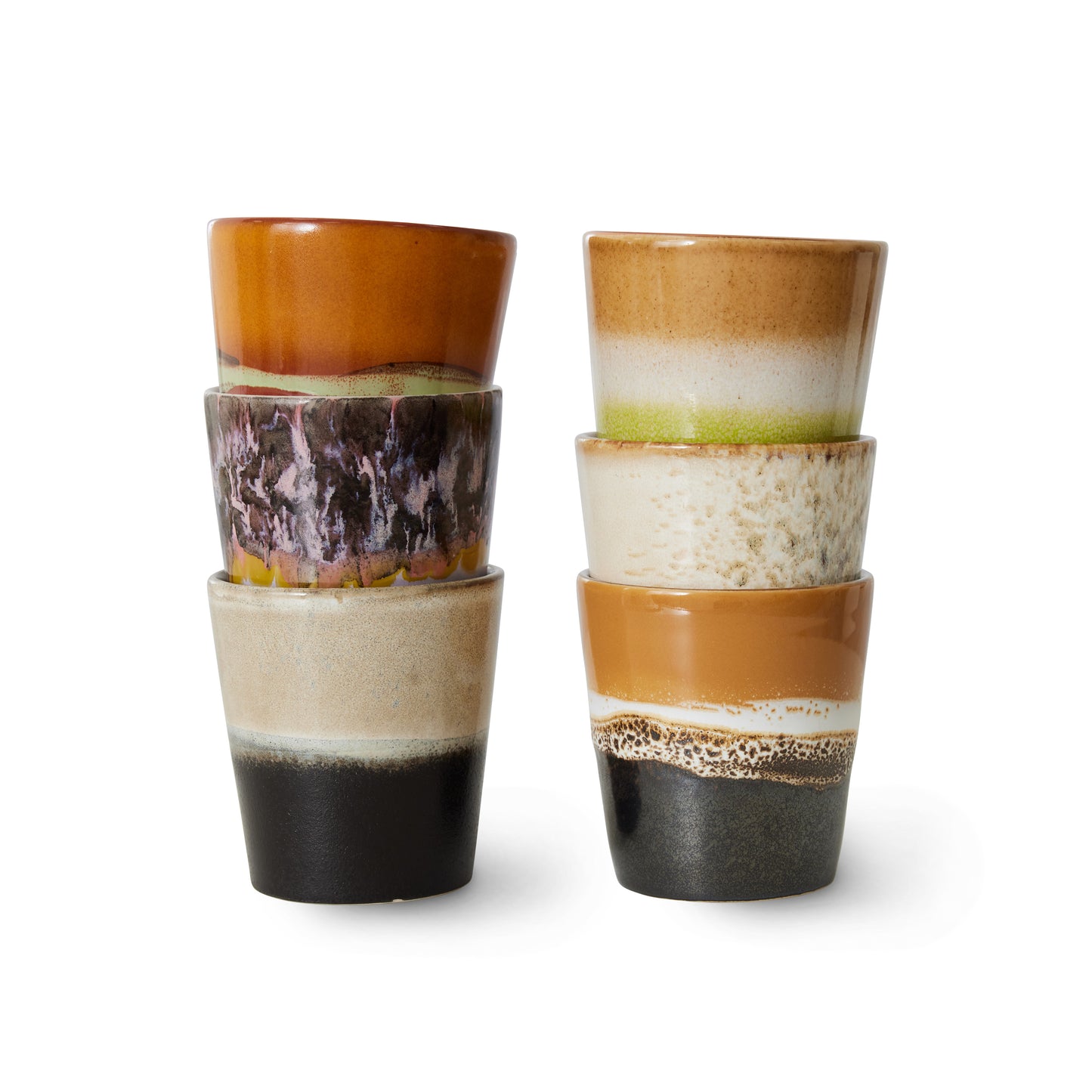 70s ceramics: Tazas de Café, "Earth" (juego de 6 unidades)