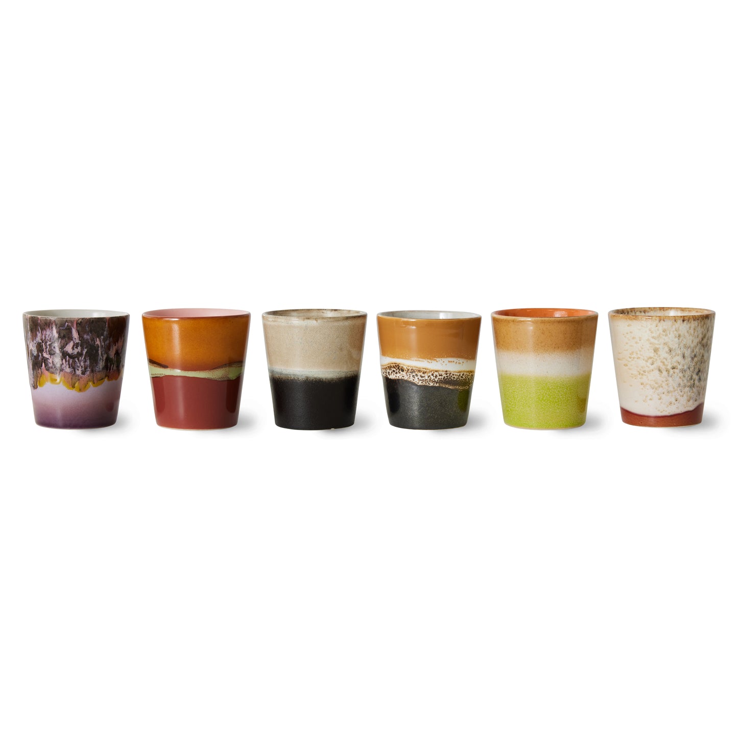 70s ceramics: Tazas de Café, "Earth" (juego de 6 unidades)