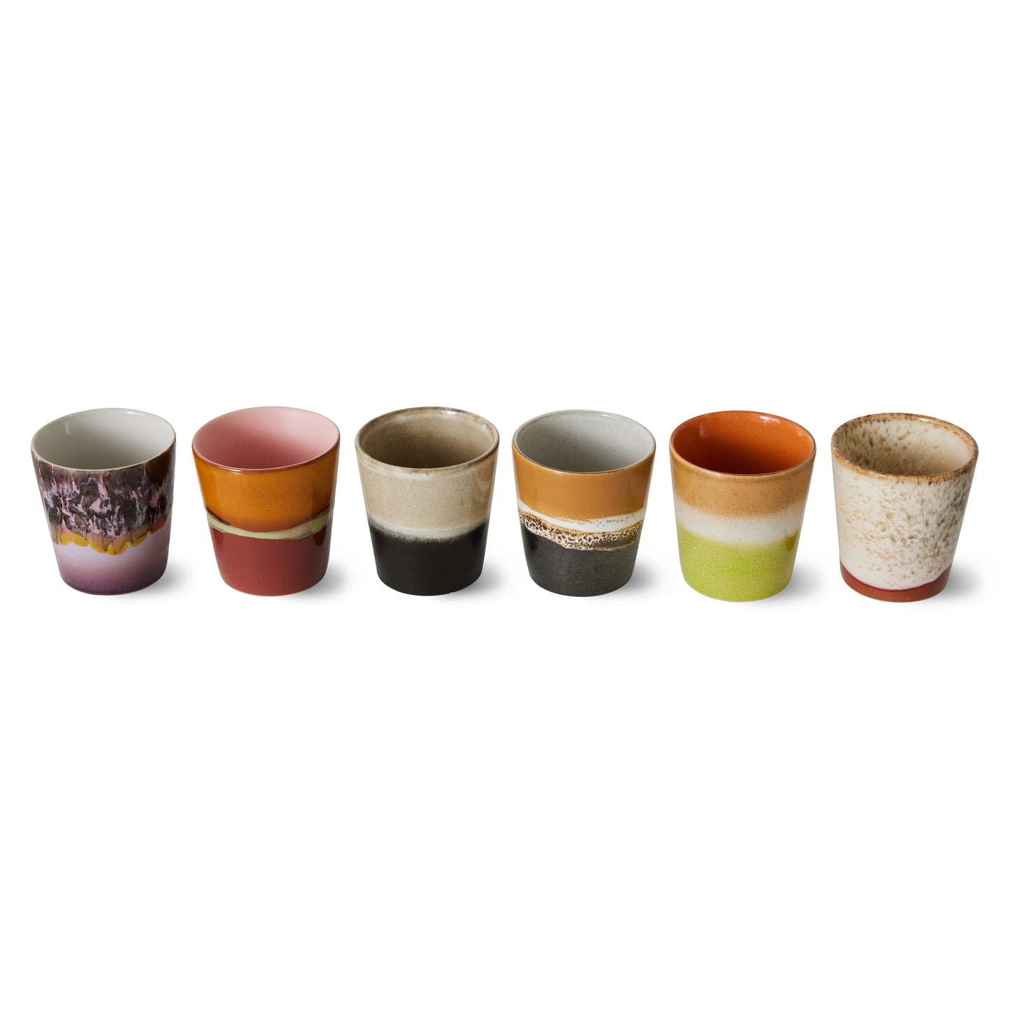 70s ceramics: Tazas de Café, "Earth" (juego de 6 unidades)
