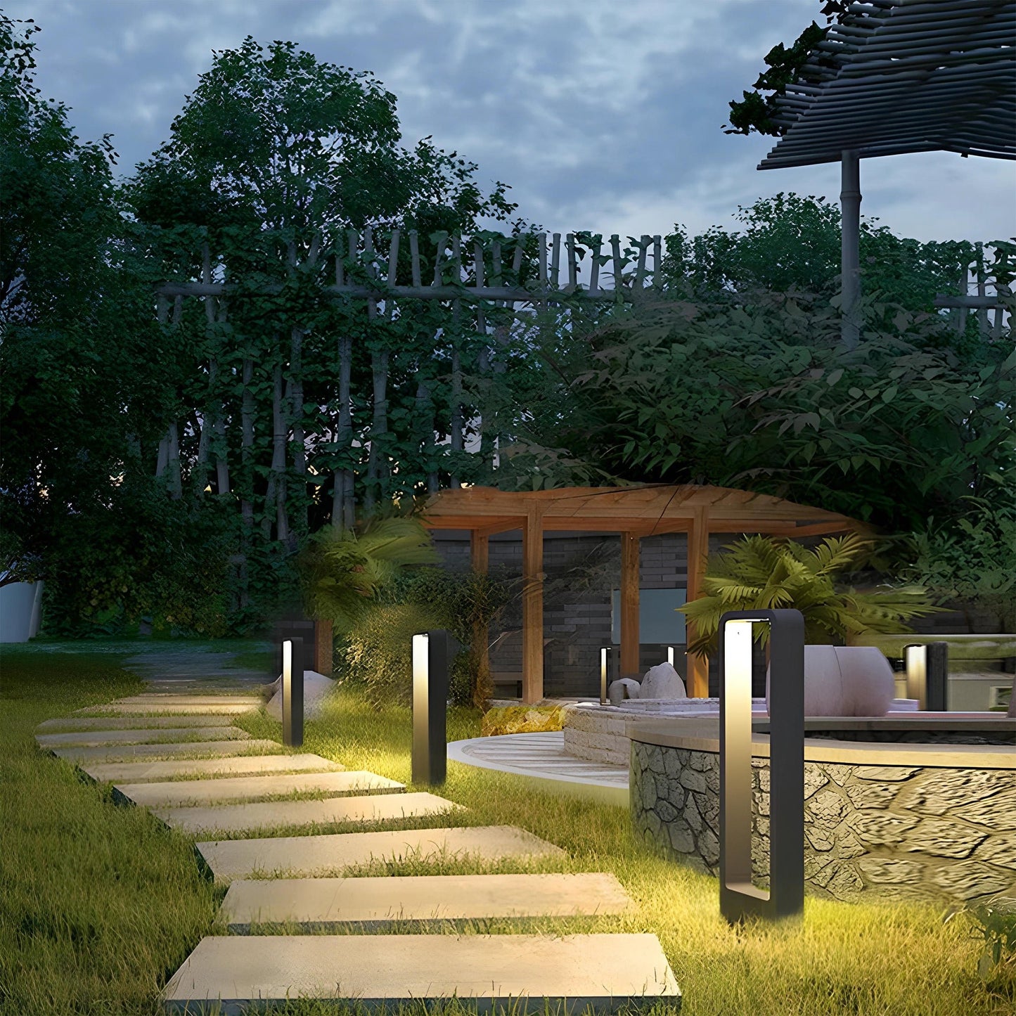 Luminaria de piso exterior metálico negro Avenue