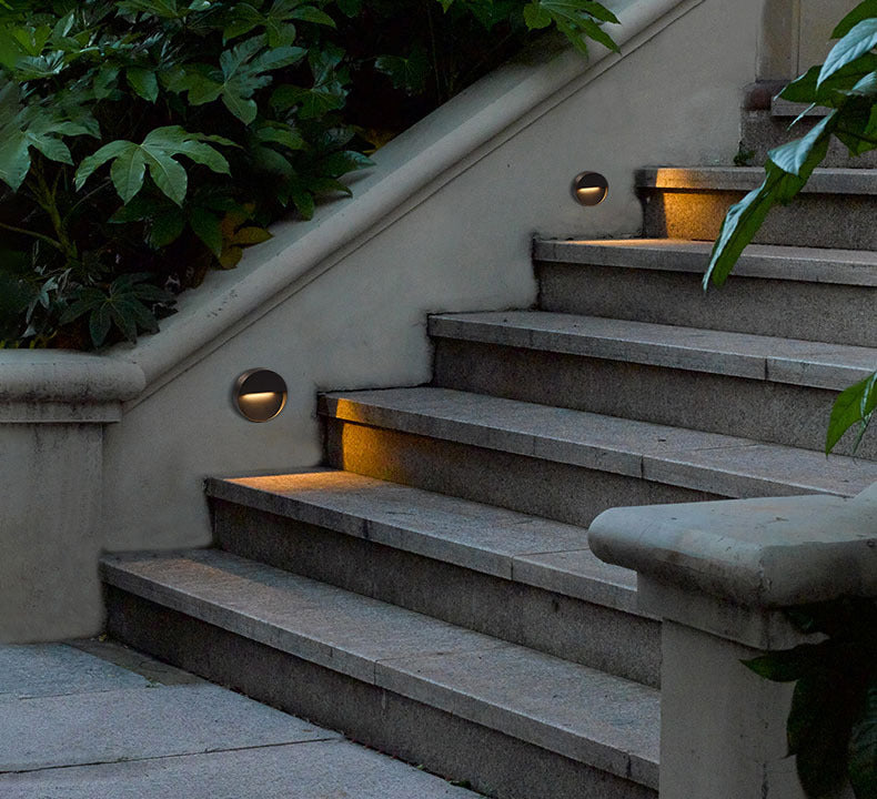 Apliqué exterior metálico negro Brick redondo