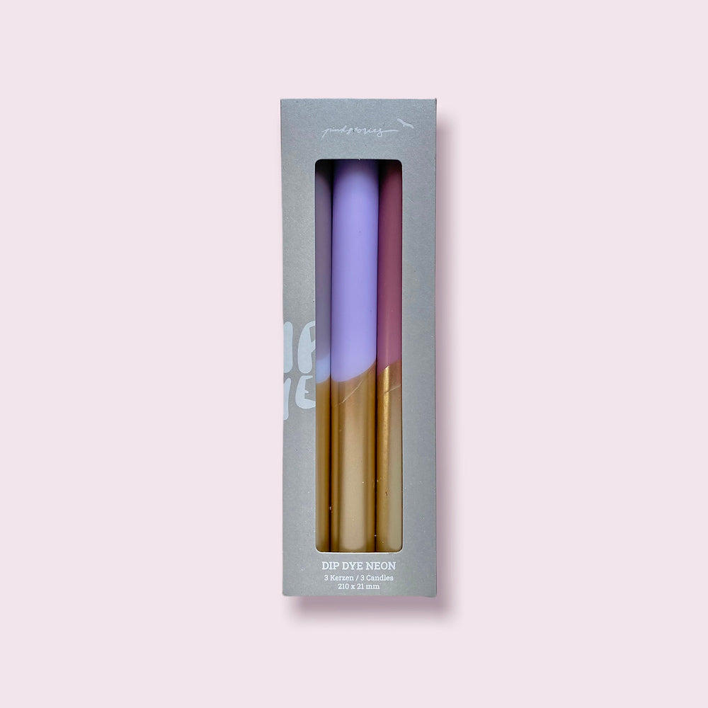 Set de 3 Velas Dip Dye Dorado Mix 1