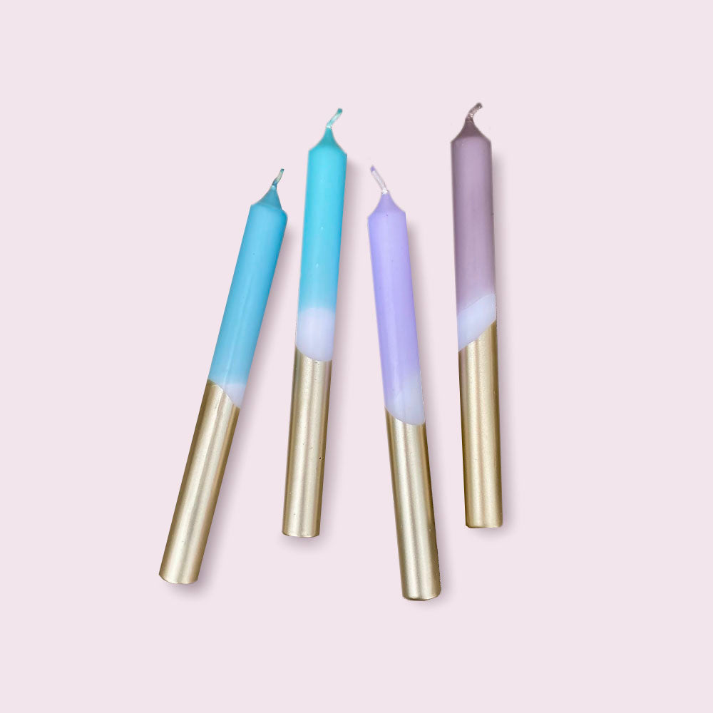 Set de 4 Velas Dip Dye dorado Mix 1