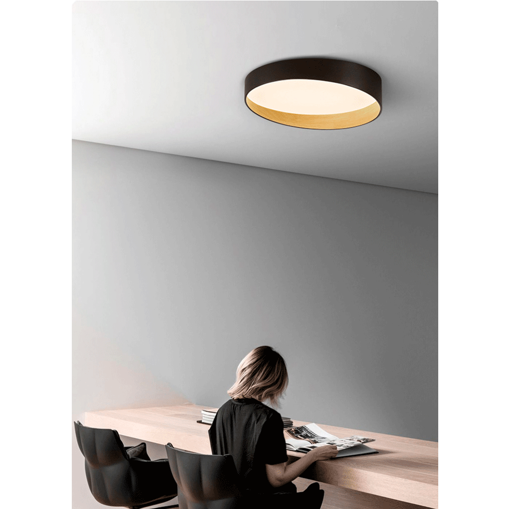 Plafón circular negro Edge Wood