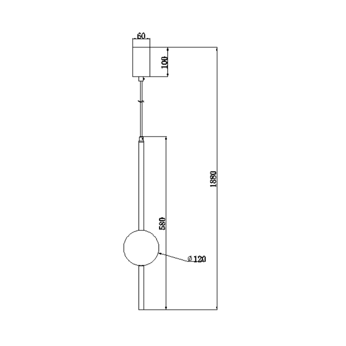 Lámpara colgante led de vidrio y aluminio dorado End Light 1 Esfera