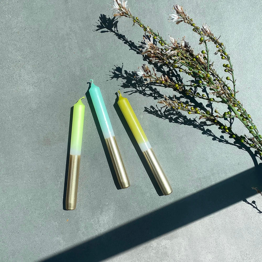 Set de 3 Velas Dip Dye dorado Mix 3