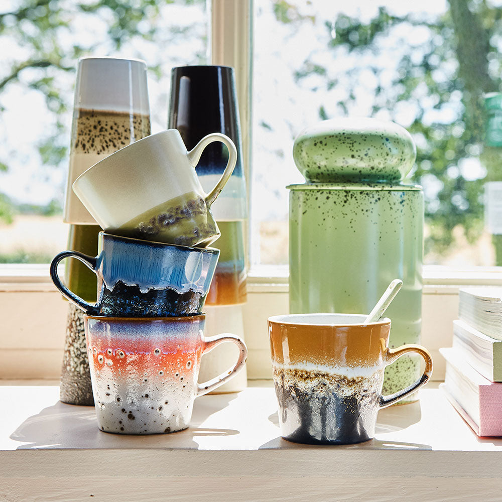 70s ceramics: Tazas de Café, "Pegasus" (juego de 4 unidades)
