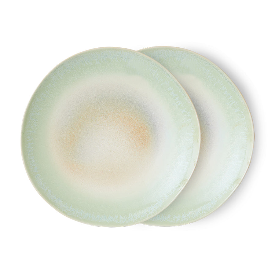 70s ceramics: Set de platos principal "Palms" (juego de 2 unidades)