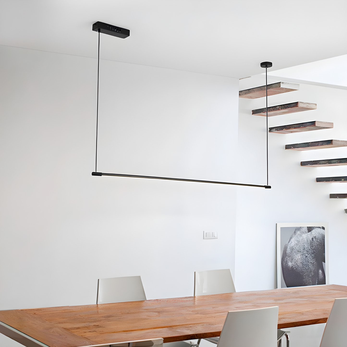 Lámpara colgante led de aluminio negra Lineal
