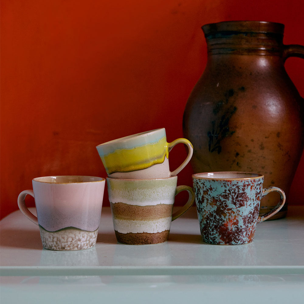 70s ceramics, Set de 4 Tazas de café, "Rococo"