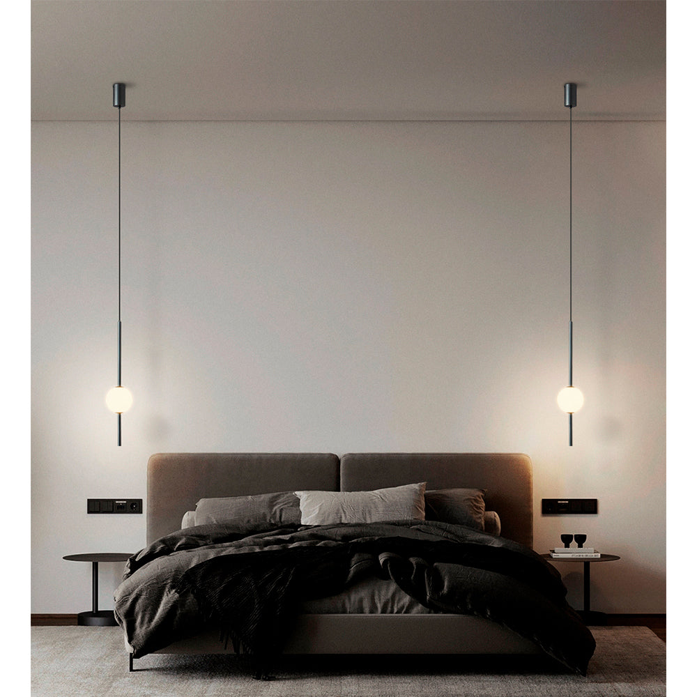 Lámpara colgante led de vidrio y aluminio negro End Light 1 Esfera