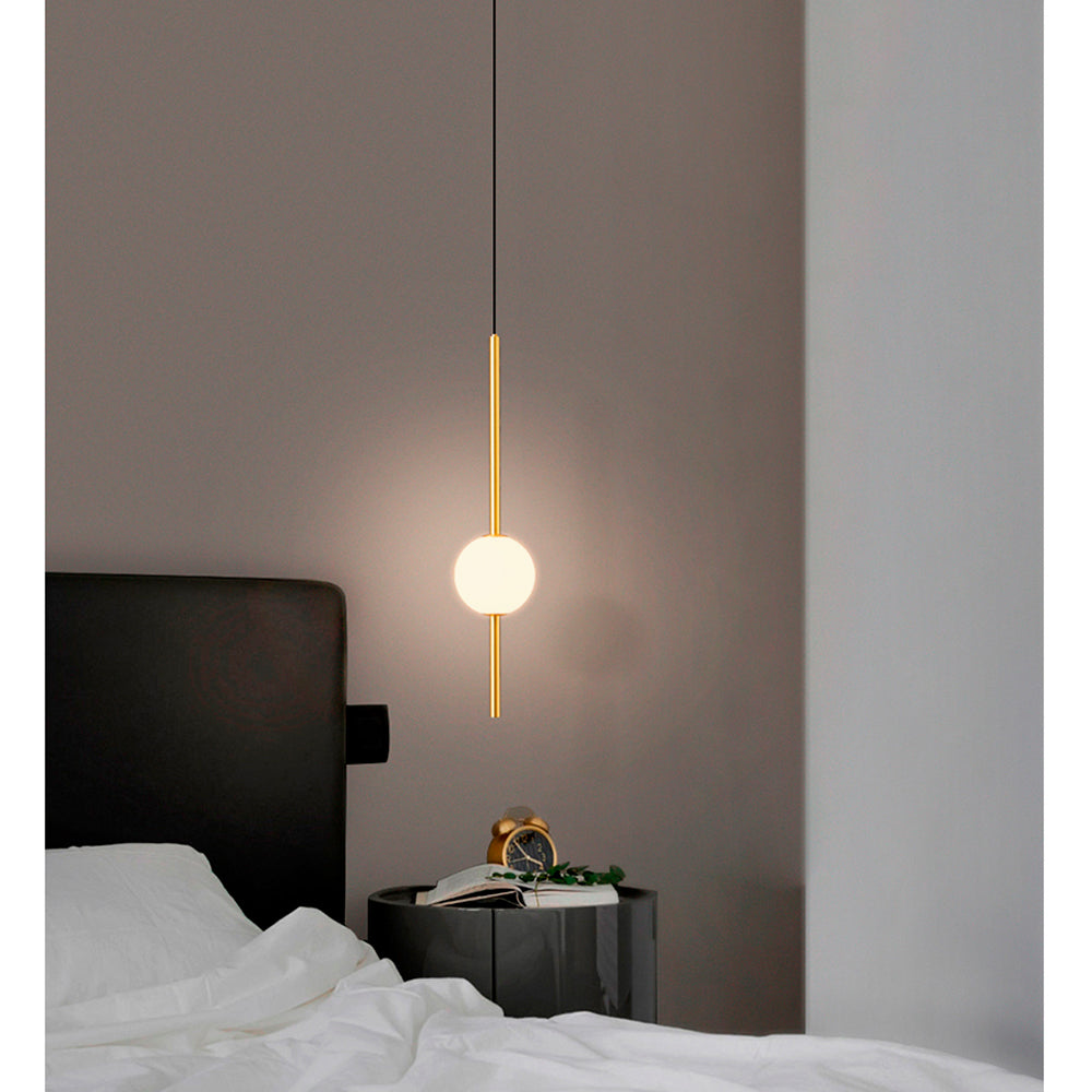 Lámpara colgante led de vidrio y aluminio dorado End Light 1 Esfera