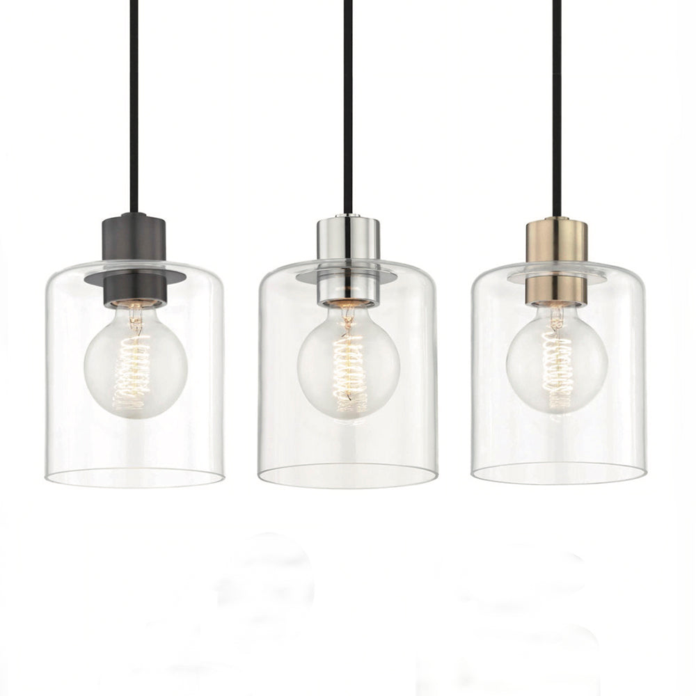 Lámpara colgante de vidrio con detalles en metal negro Clair