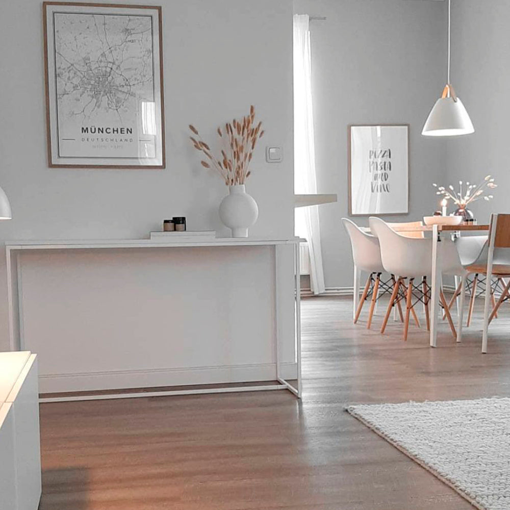 Lámpara colgante de aluminio con detalle en cuero Pure Blanca