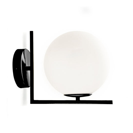 Apliqué de metal negro y vidrio ópal Equilibre