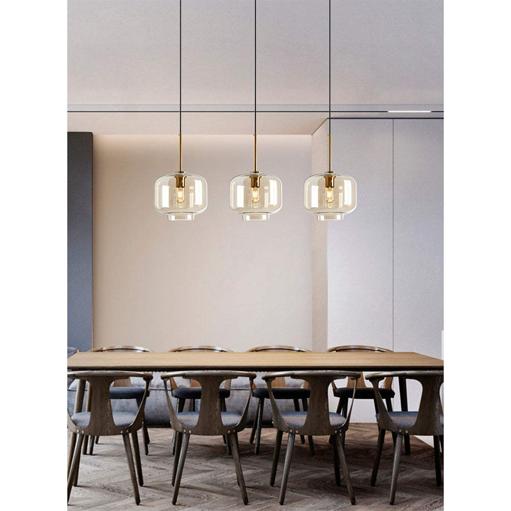 Lámpara colgante de vidrio color champagne Soleil Wide