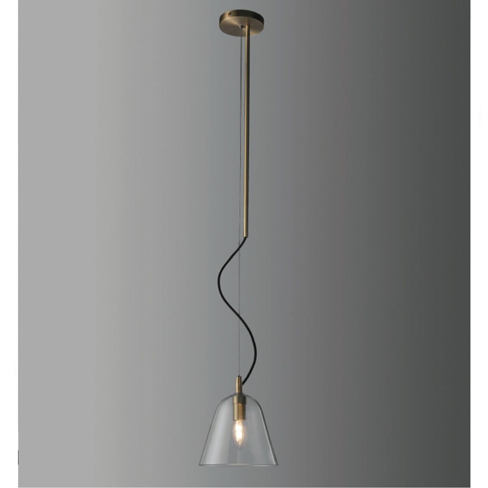 Lámpara colgante de aluminio dorado y vidrio Campanilla