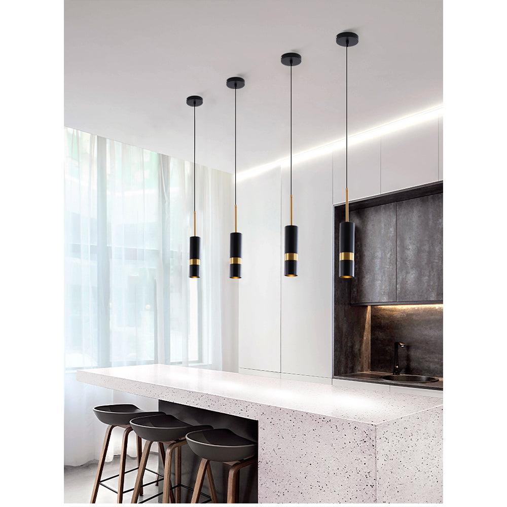 Foco colgante de aluminio negro y dorado Symphony