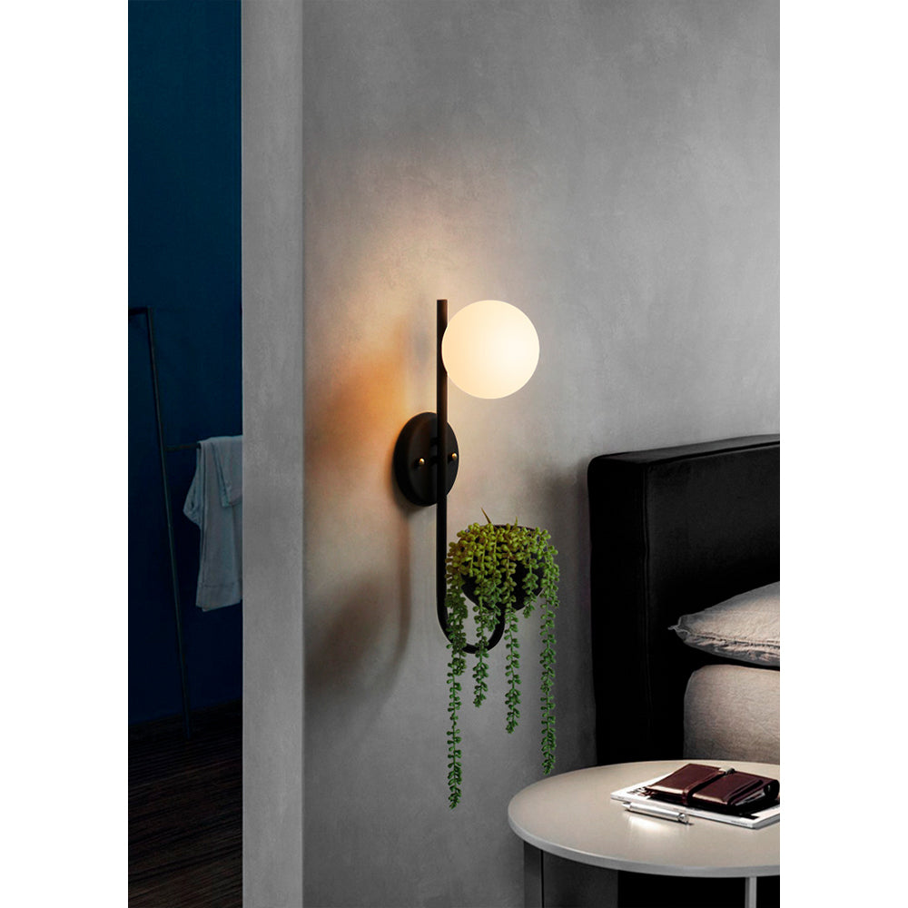 Apliqué de metal negro y vidrio ópal Flower pot