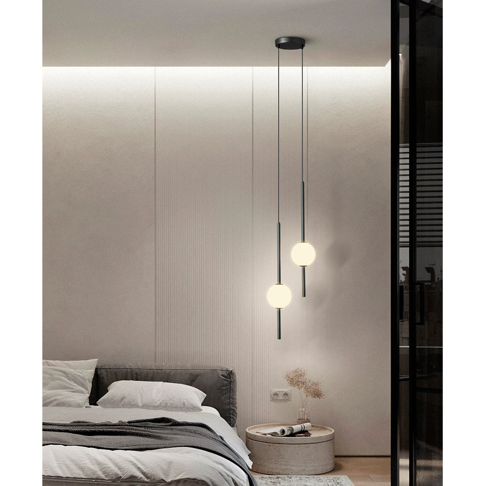 Lámpara colgante led de vidrio y aluminio negro End Light 2 Esferas