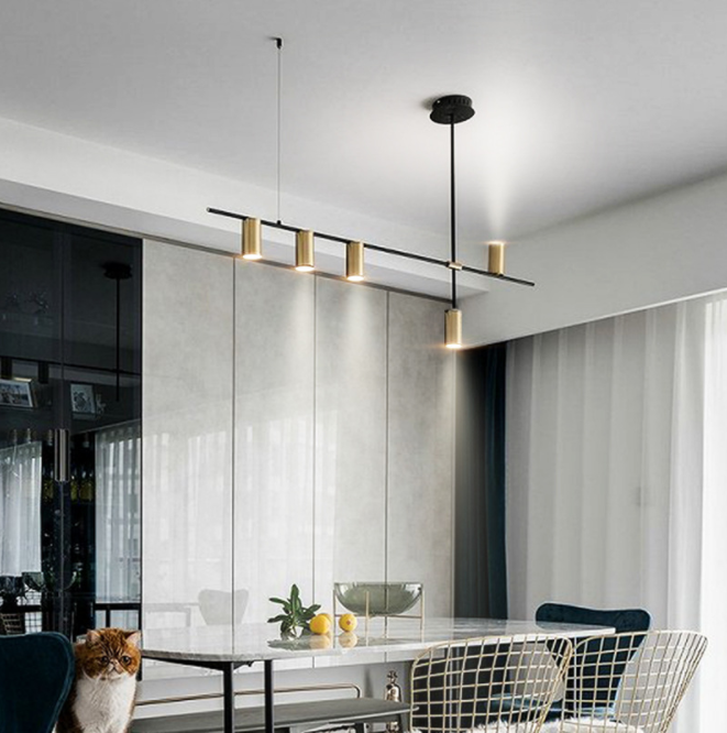 Lámpara colgante de aluminio negro y dorado Vogel 5