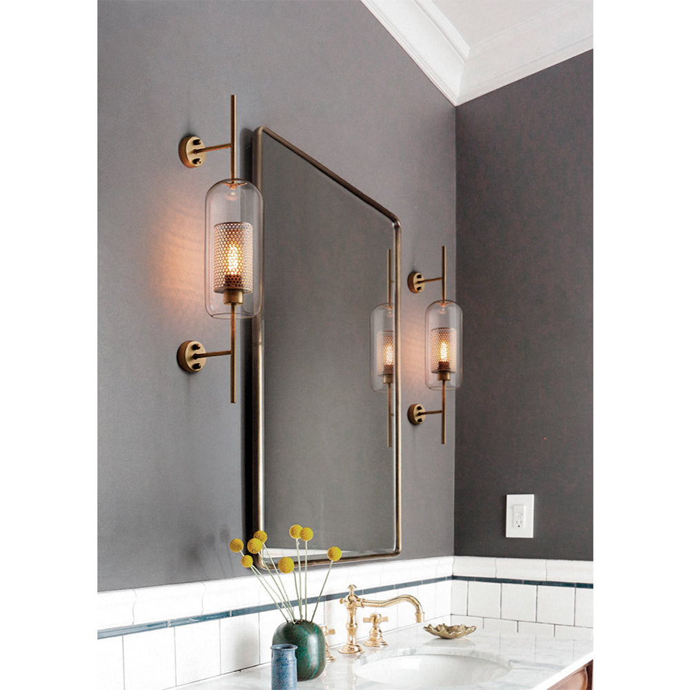 Apliqué de metal dorado y vidrio champagne Lantern 1