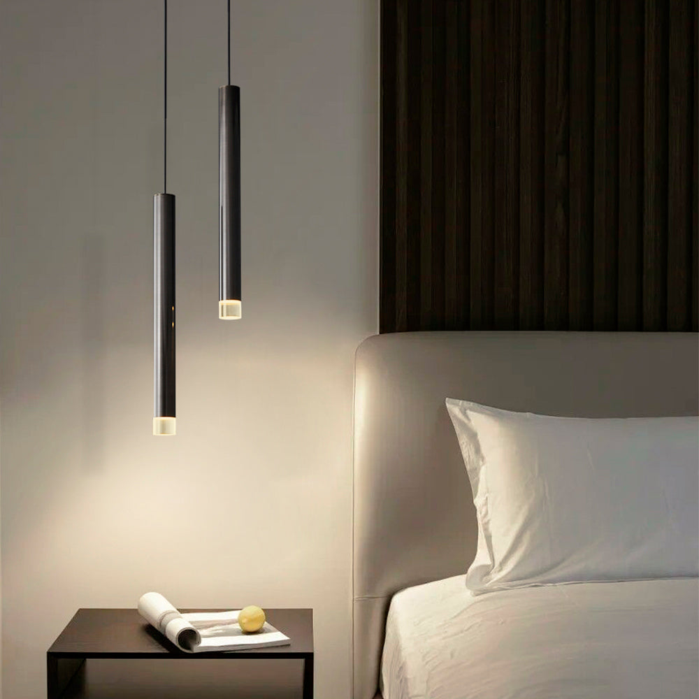 Lámpara colgante led de vidrio y aluminio negro Beam Light 2 Barras