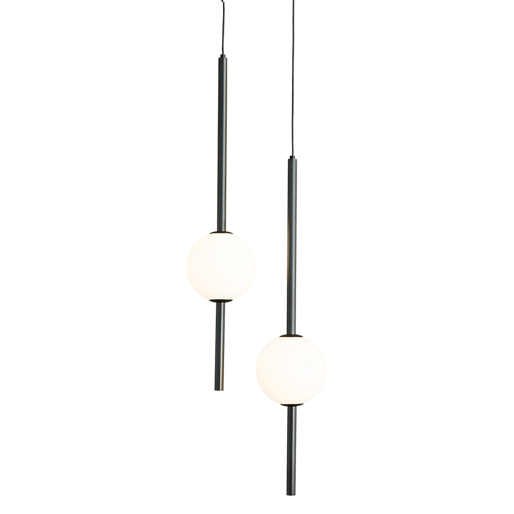 Lámpara colgante led de vidrio y aluminio negro End Light 2 Esferas