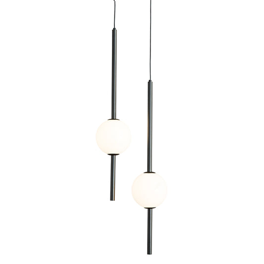 Lámpara colgante led de vidrio y aluminio negro End Light 2 Esferas